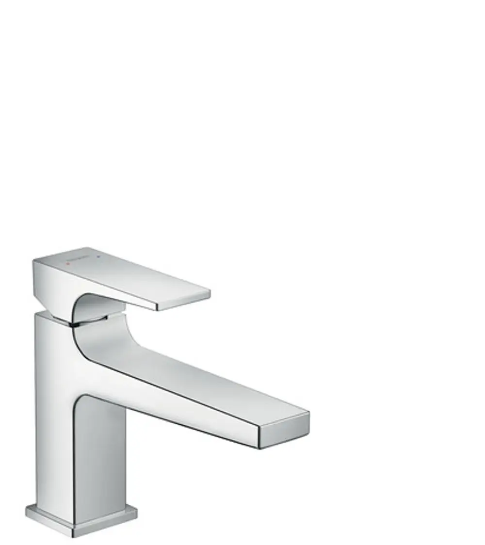 Hansgrohe Einhebel-Waschtischmischer in Chrom mit geradem Wasserhahn und Push-Open Ablaufgarnitur, konzipiert für eine moderne Badezimmergestaltung.